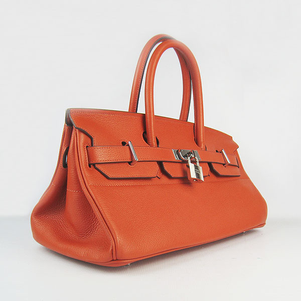 Hermes Birkin 42cm Togo Leather Bag 6109 Orange silver padlock